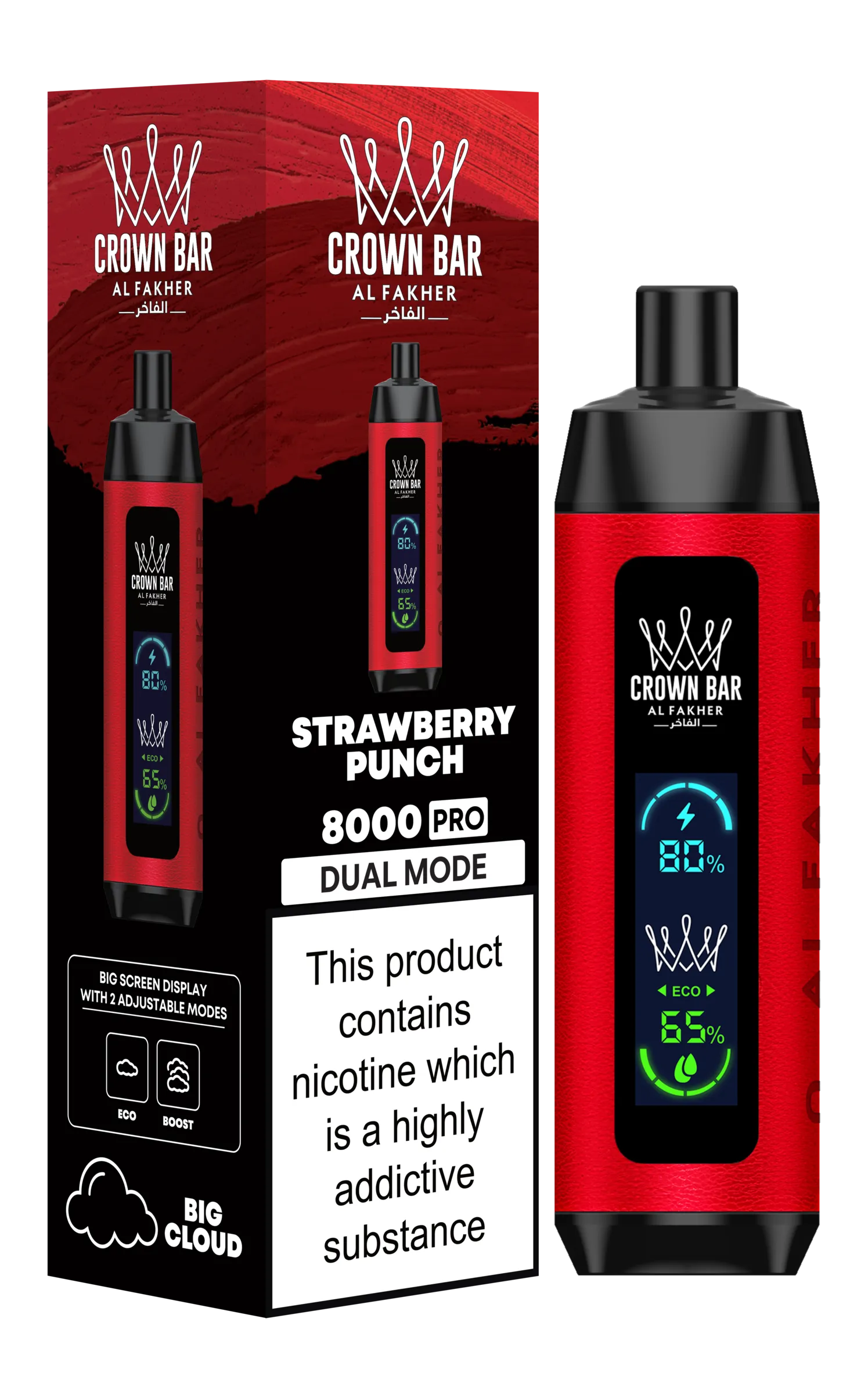 Al Fakher Crown Bar Pro 8000 (Strawberry Punch) Al Fakher Crown Bar Pro 8000 (Strawberry Punch)