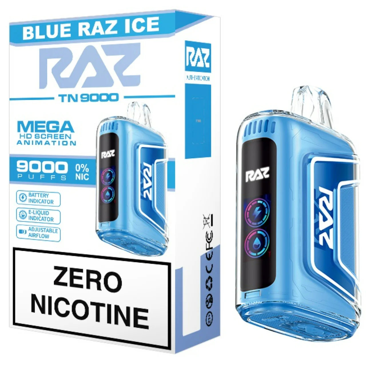 Raz TN9000 0% Disposable (Blue Raz Ice)