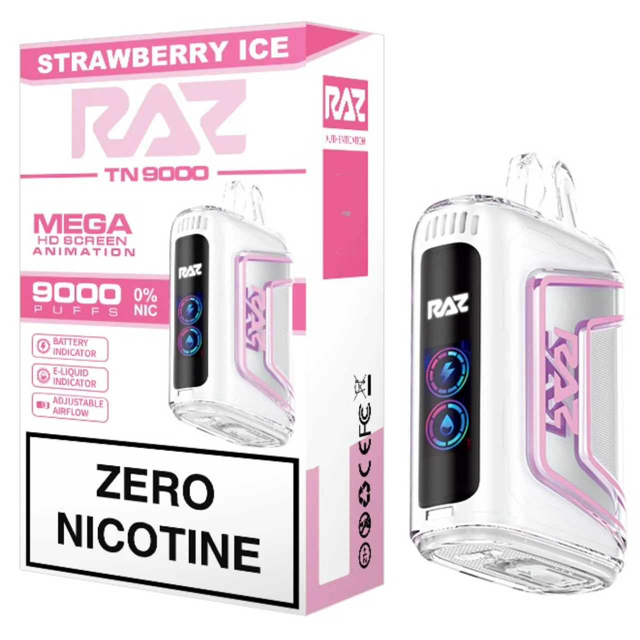Raz TN9000 0% Disposable (Strawberry Ice)