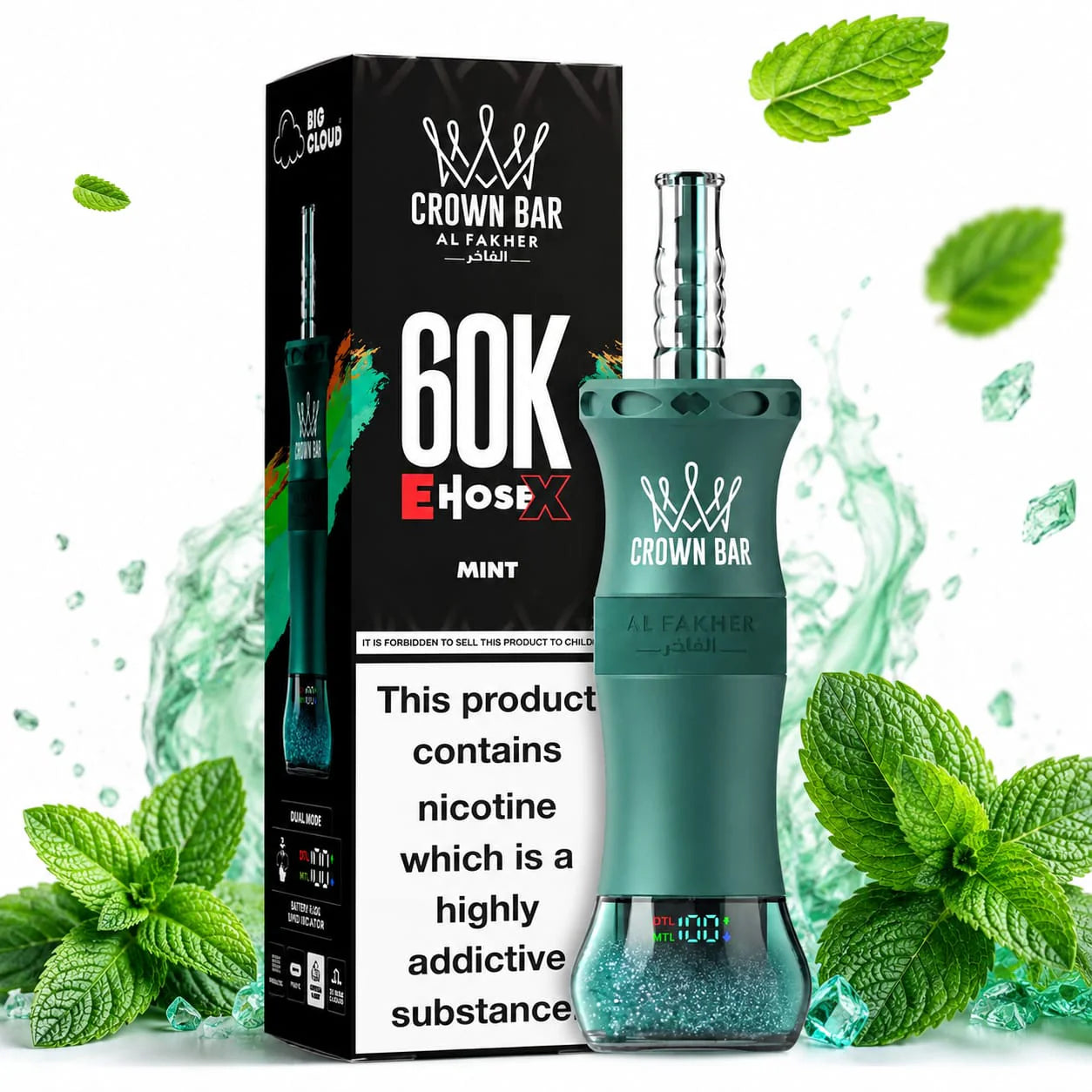 Al Fakher Crown Bar 60K E-Hose (Mint)